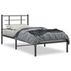 vidaXL Cadre de lit m&eacute;tal sans matelas avec t&ecirc;te de lit noir 90x190 cm