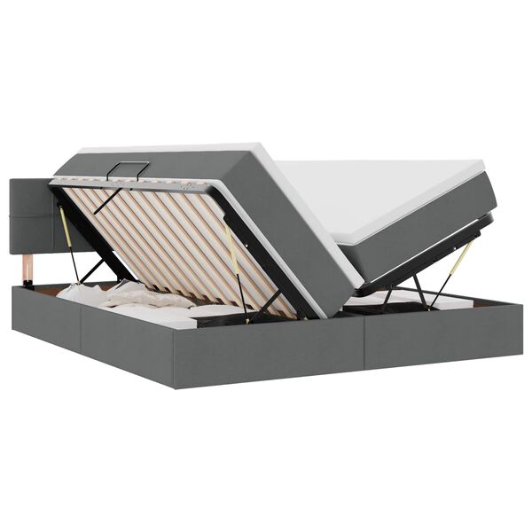 vidaXL Lit de Rangement Gris fonc&eacute; 200 x 200 cm Cuir synth&eacute;tique