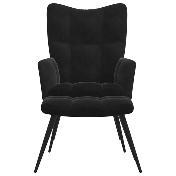 vidaXL Fauteuil relax avec tabouret en velours noir