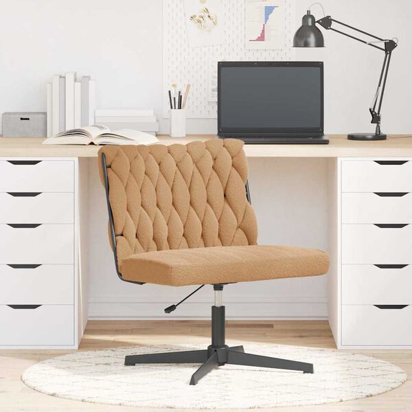 vidaXL Chaise pivotante de bureau beige boucl&eacute; comme de la laine tissu