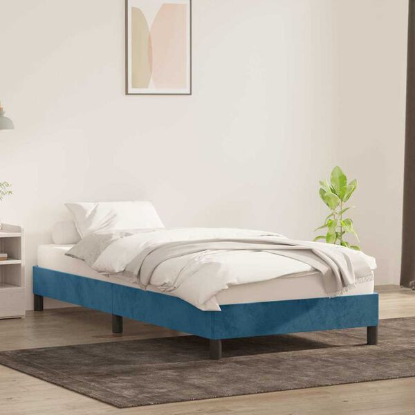 vidaXL Cadre de lit sans matelas bleu fonc&eacute; 90x210 cm velours