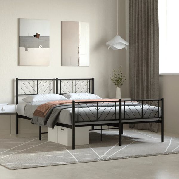 vidaXL Cadre de lit m&eacute;tal sans matelas avec pied de lit noir 120x200cm