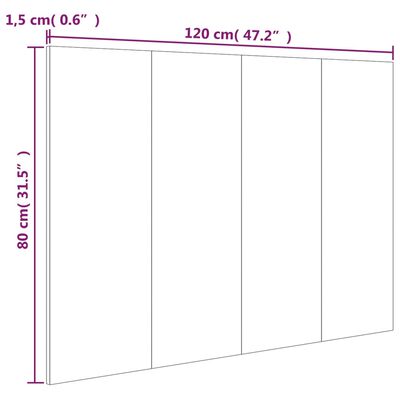 vidaXL Tête de lit Blanc 120x1,5x80 cm Bois d'ingénierie