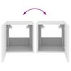 vidaXL Meubles TV muraux avec lumi&egrave;res LED 2 pcs blanc 30,5x35x30 cm