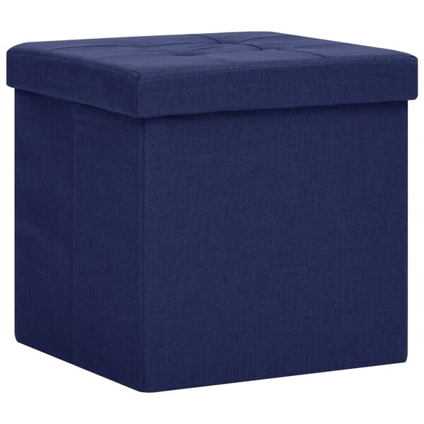vidaXL Tabouret de rangement pliable Bleu Faux lin