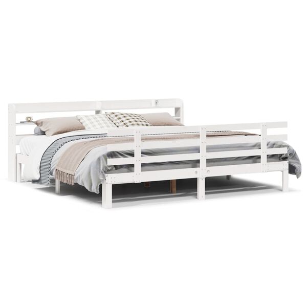 vidaXL Cadre de lit avec t&ecirc;te de lit sans matelas blanc 200x200 cm