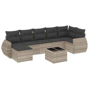vidaXL Salon de jardin 8 pcs avec coussins gris clair r&eacute;sine tress&eacute;e