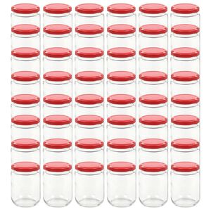 vidaXL 48 pcs Pots &agrave; confiture avec couvercle rouge Verre 230 ml