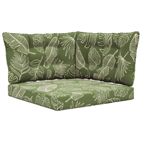 vidaXL Coussin de canap&eacute; d'ext&eacute;rieur 3 pcs Mod&egrave;le feuille Polyester