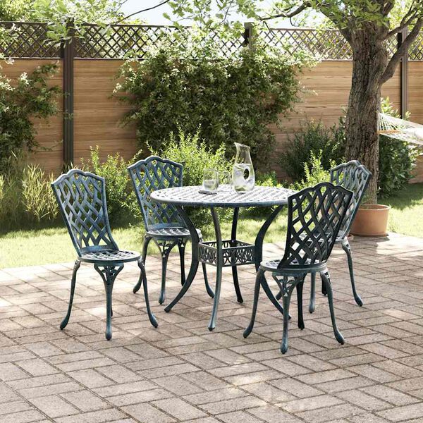 vidaXL Ensemble de salle &agrave; manger pour jardin 5 pcs Vert Aluminium