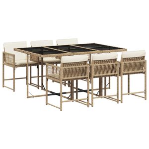 vidaXL Ensemble &agrave; manger de jardin et coussins 7 pcs beige poly rotin