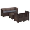 vidaXL Canap&eacute; de Jardin 5 Places avec Coussins Aspect Rotin PP Marron