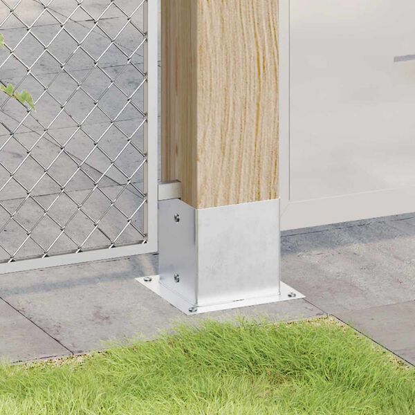 vidaXL Bases de poteau carrées 4 pcs argent 141x141 mm acier galvanisé