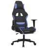 vidaXL Chaise de jeu avec repose-pied Noir et bleu Tissu