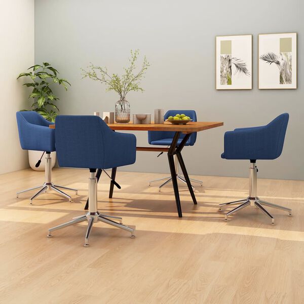 vidaXL Chaises pivotantes &agrave; manger lot de 4 bleu tissu