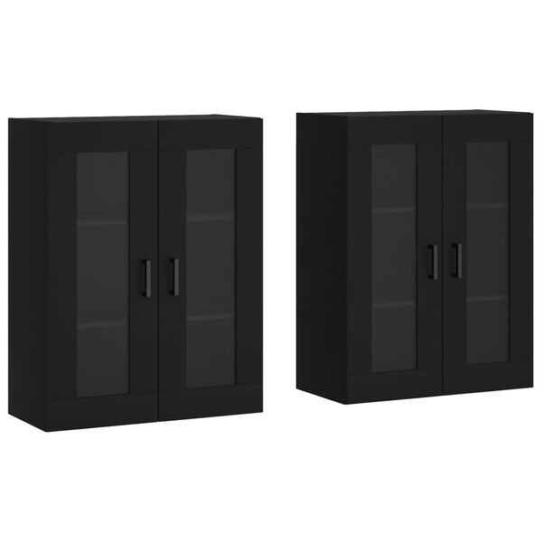 vidaXL Armoires murales 2 pcs noir bois d'ing&eacute;nierie