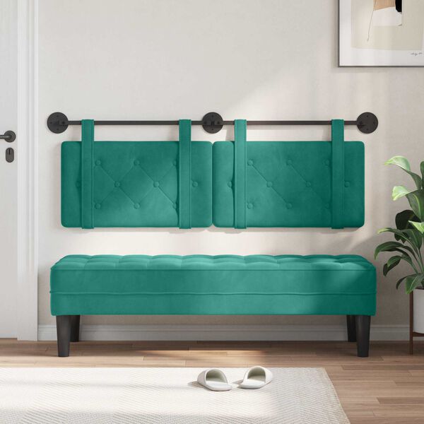 vidaXL T&ecirc;te de lit suspendue Turquoise 150 x 55 x 5 cm Velours