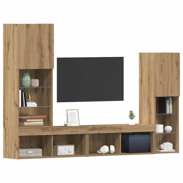 vidaXL Meuble TV 4 pcs chêne artisanal Bois d'ingénierie