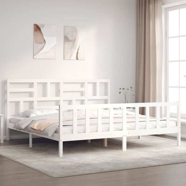 vidaXL Cadre de lit sans matelas blanc 200x200 cm bois massif de pin