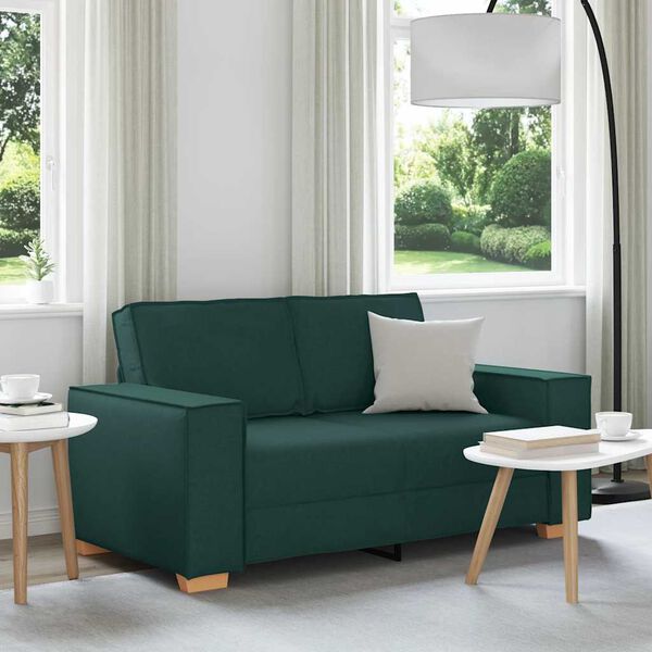 vidaXL Canap&eacute; 2 places Vert fonc&eacute; 160x78x84 cm Tissu