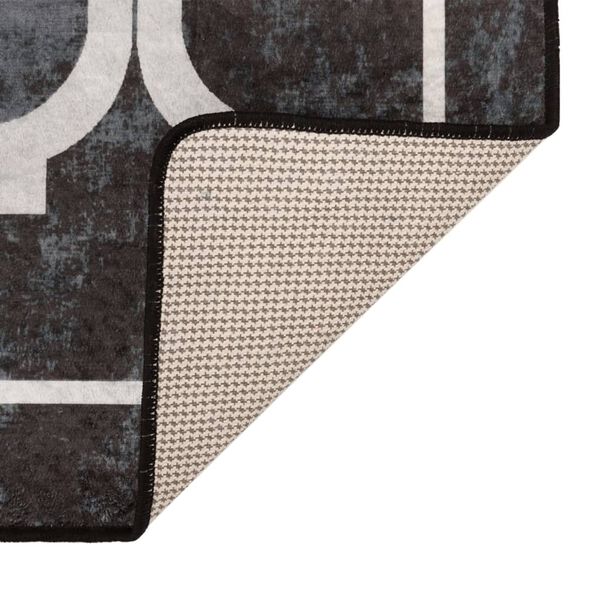 vidaXL Tapis lavable noir et blanc 80x300 cm