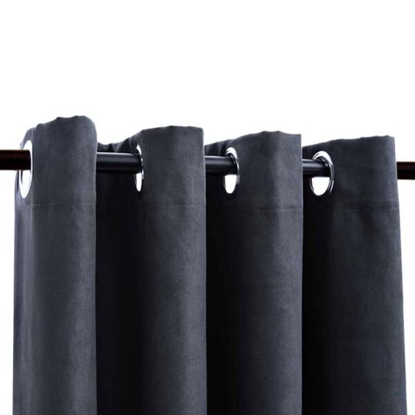 vidaXL Rideaux occultants avec anneaux M&eacute;tal 2pcs Anthracite 140x175cm