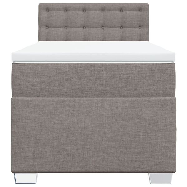 vidaXL Sommier &agrave; lattes de lit avec matelas Taupe 90x200 cm Tissu