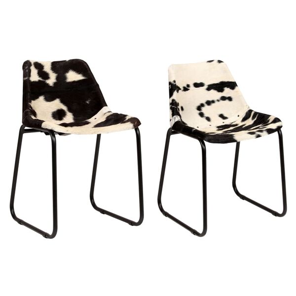 vidaXL Chaises &agrave; manger lot de 2 cuir v&eacute;ritable de ch&egrave;vre
