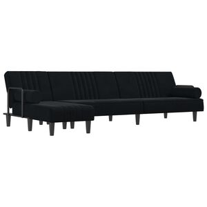 vidaXL Canap&eacute;-lit en forme de L noir 260x140x70 cm velours