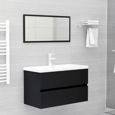 vidaXL Ensemble de meubles salle de bain 2 pcs noir bois d'ingénierie