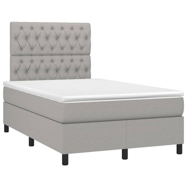 vidaXL Sommier &agrave; lattes de lit et matelas et LED Gris clair 120x200 cm
