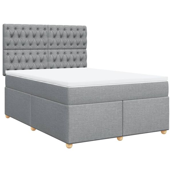 vidaXL Sommier &agrave; lattes de lit avec matelas Gris clair 160x200cm Tissu