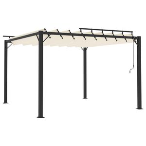 vidaXL Tonnelle avec toit &agrave; persienne 3x3 m Cr&egrave;me Tissu et aluminium