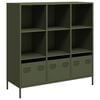 vidaXL Buffet haut vert olive 101,5x39x103,5 cm acier