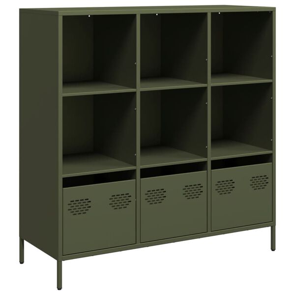 vidaXL Buffet haut vert olive 101,5x39x103,5 cm acier