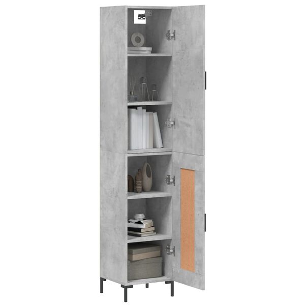 vidaXL Buffet haut Gris b&eacute;ton 34,5x34x180 cm Bois d'ing&eacute;nierie