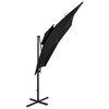 vidaXL Parasol de jardin en porte-&agrave;-faux &agrave; double toit 250x250 cm noir