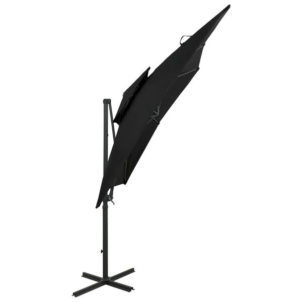 vidaXL Parasol de jardin en porte-&agrave;-faux &agrave; double toit 250x250 cm noir