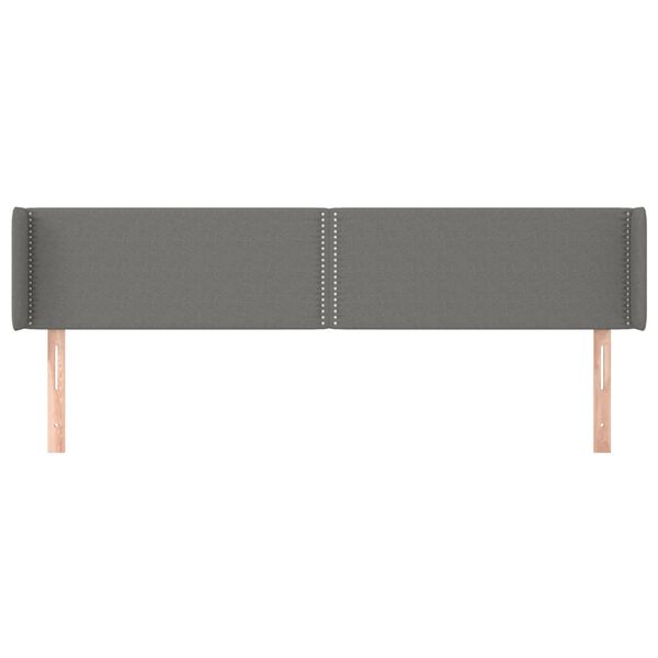 vidaXL T&ecirc;te de lit avec oreilles Gris fonc&eacute; 183x16x78/88 cm Tissu
