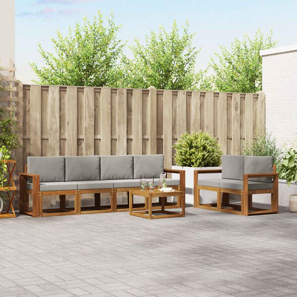 vidaXL Ensemble de canap&eacute;s d'ext&eacute;rieur 7 pcs Gris Naturel et Clair