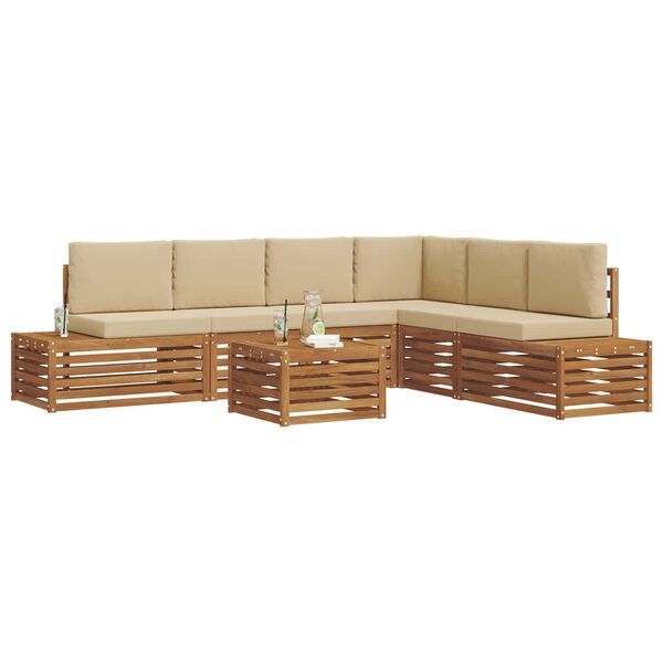 vidaXL Ensemble de canap&eacute;s d'ext&eacute;rieur 7 Pi&egrave;ce Naturel et Beige