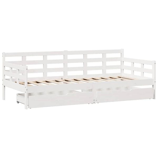vidaXL Lit de jour et tiroirs sans matelas blanc 80x200 cm bois massif
