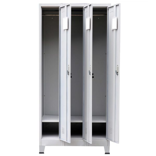 vidaXL Armoire &agrave; casiers avec 3 compartiments Acier 90x45x180 cm Gris