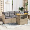 vidaXL Salon de jardin avec coussins 5 pcs beige r&eacute;sine tress&eacute;e