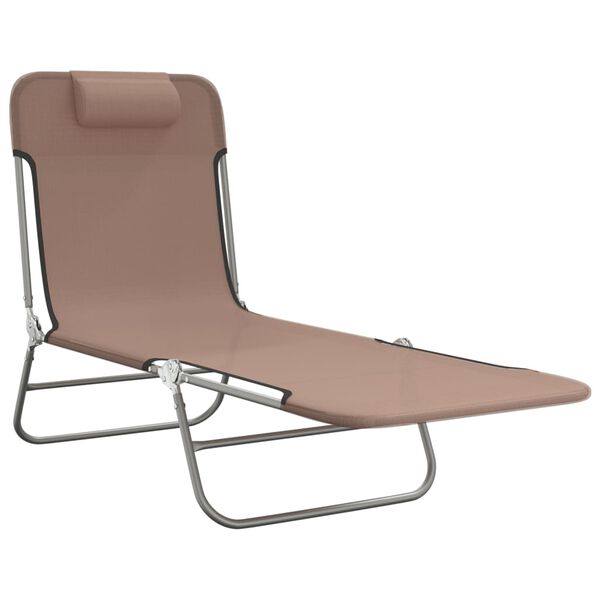 vidaXL Chaises longues pliables lot de 2 marron textil&egrave;ne et acier