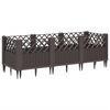 vidaXL Jardinière avec piquets marron 123,5x43,5x43,5 cm PP
