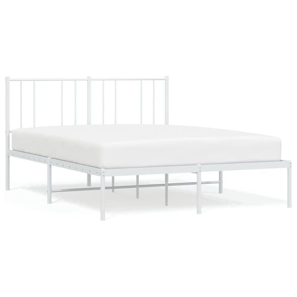 vidaXL Cadre de lit m&eacute;tal sans matelas et t&ecirc;te de lit blanc 120x200 cm