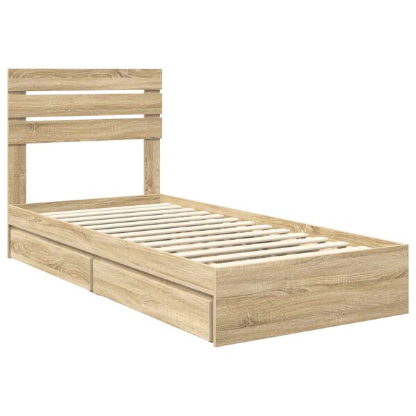 vidaXL Lit de Rangement Ch&ecirc;ne Sonoma 90 x 190 cm Bois d'ing&eacute;nierie