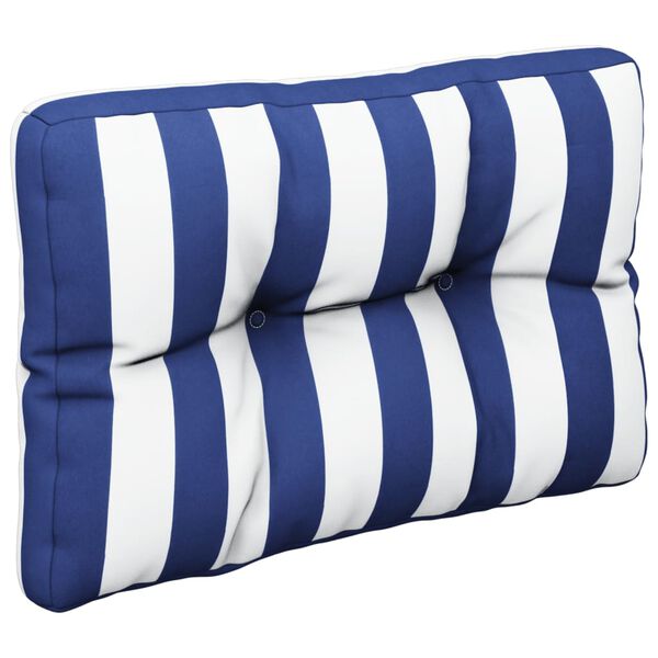 vidaXL Coussins de palette lot de 2 rayures bleues/blanches tissu