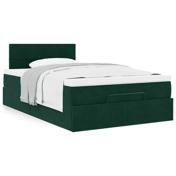vidaXL Lit ottoman avec matelas vert fonc&eacute; 120x190 cm velours